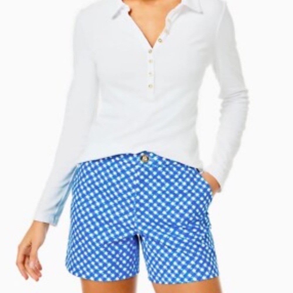 Lilly Pulitzer Callahan Short Blue White Gingham Check Stretch Cotton 6
